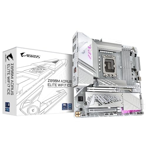 GIGABYTE Z890M AORUS Elite WIFI7 Ice Motherboard - Unterstützt Intel Core Ultra (Serie 2) CPUs, 12+1+2 Phasen VRM, bis zu 8800MHz DDR5 (OC), 1xPCIe 5.0 + 2xPCIe 4.0, Wi-Fi 7, 2.5GbE LAN