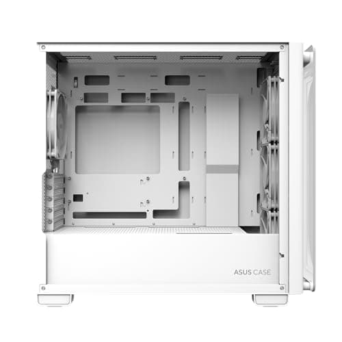 ASUS A23 Plus TG ARGB White microATX PC Gehäuse (vorinstallierte ARGB-Lüfter, Mesh Frontpanel, kompatibel mit Mainboards mit versteckten Anschlüssen, 360-mm-Radiatoren, 380-mm-Grafikkarten, weiß) Bild 7