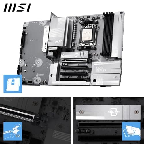 MSI PRO B850M-A WiFi PZ Motherboard, Back-Connect mATX - Unterstützt AMD Ryzen 9000/8000/7000 Prozessoren, AM5 - DDR5 Memory Boost (8200+ MT/s OC), PCIe 5.0 x16 & 4.0 x4, M.2 Gen5, Wi-Fi 7, 5G LAN Bild 6