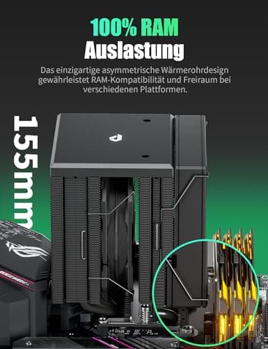 upHere gaming ARGB CPU Cooler,Dual Tower 6 Heat Pipes CPU Kühler,120MM RGB Lüfter,Ohne Entfernen des Lüfters zu Installieren den CPU Kühler,für AMD AM4 AM5/Intel 2011/2066 (X79/X99),PC Kühler,UE2KC6 UE2KC6-Schwarz 5V ARGB Bild 6