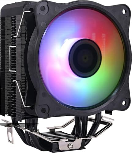 2200 U/min PWM CPU-Lüfter mit schwarzem Aluminium-CPU-Kühler für Mid-Full-Tower-Gehäuse, kompatibel mit Intel LGA 1200 115X 1366, unterstützt ASUS Aura, Mystic Light Control Bild 2