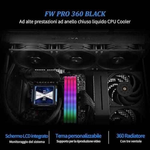 TR FW PRO 360 CPU-AIO-Cooler, LCD-IPS-Bildschirm 320x320, für AM5 & Intel 1700/1851, Hochleistungs-Wasserkühlung, 360 Specs, abnehmbar 6,3 cm (2,73 Zoll) FW PRO 360 BLACK Bild 4