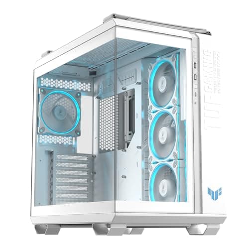 ASUS TUF Gaming GT502 Horizon TG ARGB White modulares Zweikammer-Gehäuse (Panoramadesign, 4 vorinstallierte ARGB-Lüfter, Front Panel High-Speed USB Type-C, weiß)