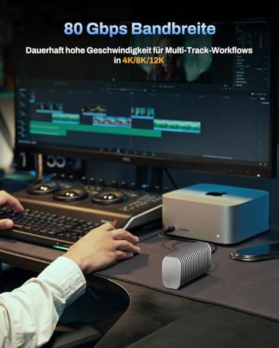 TERRAMASTER D1 SSD Pro M.2 NVMe Gehäuse, 80 Gbit/s, bis 7061 MB/s, Vollaluminium mit Kühlung & geräuschlos, kompatibel mit USB 4 & Thunderbolt 5/4/3 (ohne Festplatte) D1 SSD Pro (80Gbps) Bild 7