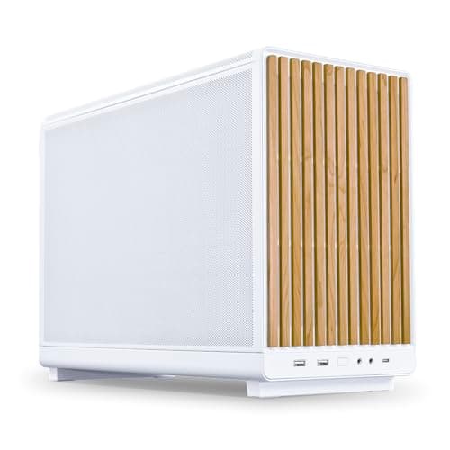 Lian Li DAN Cases A3-mATX Wood Edition PC Gehäuse Weiß - Micro-ATX Gehäuse, SFF Case, Mini Tower, GPU bis 415 mm Länge, unterstützt bis zu 360 mm Radiatoren, Buchenholz