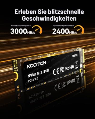 KOOTION SSD M.2 NVMe 256GB, 3100MB/s Lesen, PCIe 3.0 2280 Interne SSD Festplatte Gen3x4 Festkörper-Laufwerk mit SLC Cache, Kompatibel mit Notebook, Laptops und Desktop-PCs Bild 6