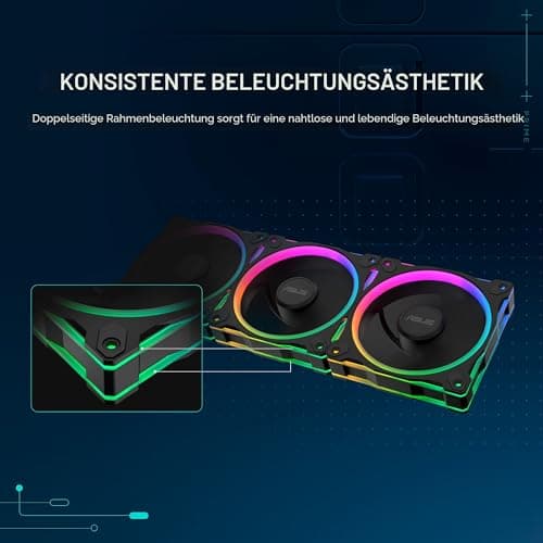 ASUS Prime MR120 Black ARGB Reverse-Gehäuselüfter Single (beidseitige Beleuchtung, 20 adressierbare RGB-LED, 28 mm Rahmen, PWM-Steuerung, Lüfterdrehzahl 1600 U/min, 23dB(A) Lärmpegel, 58 CFM, Schwarz) Bild 8