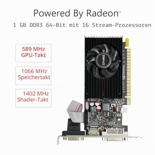 QTHREE GeForce 210 Grafikkarte, 1024 MB, DDR3, 64 Bits, HDMI, DVI, VGA, DirectX 10, OpenGL 3.3, PCI Express x16, Low Profile 3 Schnittstellen Bild 4