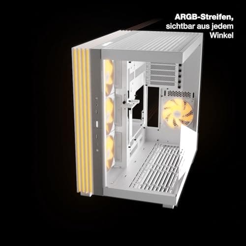 be quiet! Light Base 600 DX White PC-Gehäuse, atemberaubender Panorama-Blick, Show Case, Dual Chamber Design, massiver ARGB LED-Streifen, invertiert und horizontal nutzbar, Backside Connector Design Bild 6