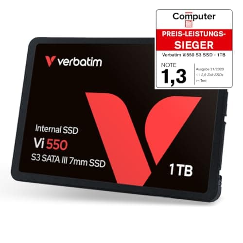 Verbatim Vi550 S3 SSD 1 TB, internes 2,5" SATA III SSD-Laufwerk mit 3D-NAND-Technologie, bis zu 550 MB/s Lesegeschwindigkeit, ideal für PC und Notebook, schwarz Bild 8