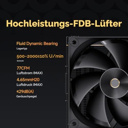 Ocypus Iota A40 BK CPU Kühler mit Echtzeit Digitalanzeige, 4 Kupfer Heatpipes,120mm PWM Lüfter, FDB Lager,CPU Luftkühler für AMD AM4/AM5, Intel LGA 115X/1200/1700/1851 Iota A40 BK EU Bild 8