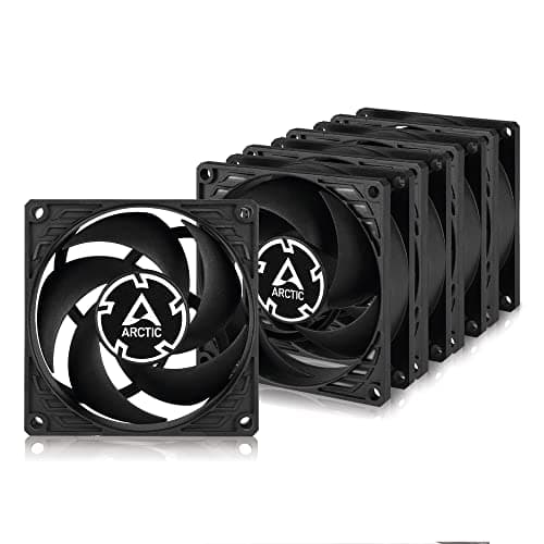 ARCTIC P8 (5 Stück) - PC Lüfter, 80 mm Gehäuselüfter optimiert für statischen Druck, hochwertiges Gleitlager, Computer, PC, 3000 rpm - Schwarz