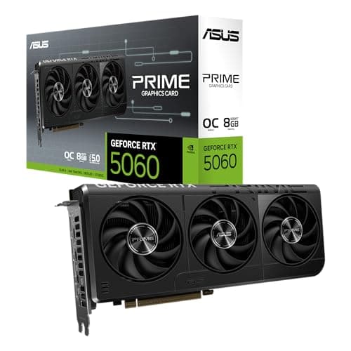 ASUS Prime GeForce RTX 5060 8GB GDDR7 OC Edition Gaming Grafikkarte (Nvidia GeForce RTX5060 DLSS 4, 2,5-Slot Design, PCIe 5.0, 3X DisplayPort 2.1b, 1x HDMI 2.1b)