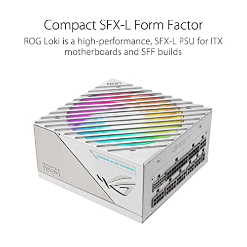ASUS ROG Loki SFX-L 850W Platinum Netzteil (Vollmodulares Netzteil, 80+ Platinum, Lambda A Zertifiziert, 120mm PWM ARGB Lüfter, Aura Sync RGB Beleuchtung, ATX 3.0 kompatibel, PCIe 5.0 Ready, weiß) Bild 8