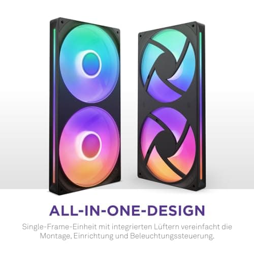 NZXT F280 RGB Core - 280 mm Einzelrahmen-Lüftereinheit mit 2 x 140 mm RGB-Lüftern - Drehzahl- und Beleuchtungssteuerung - Hoher statischer Druck und Luftstrom - 8 aRGB-LEDs pro Lüfter - Schwarz Schwarz 280mm Bild 3