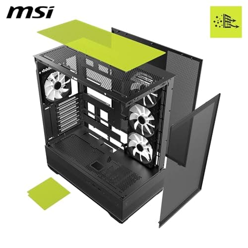 MSI MAG PANO 110R PZ – Mid-Tower-Gaming-PC-Gehäuse – Unterstützt GPUs mit Einer Länge von bis zu 400 mm, herausnehmbare Staubfilter, USB 20 Gbit/s (Typ C), Back-Connect-ATX- und Micro-ATX Bild 6