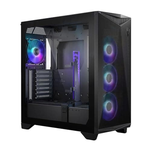 MSI MPG GUNGNIR 300R Airflow Mid-Tower PC-Gehäuse - E-ATX Unterstützung, Grafikkartenständer, schaltbare Halterung, ARGB-PWM-Lüfter, Staubfilter, Kabelführung, USB 3.2 Gen 2x2 Typ-C
