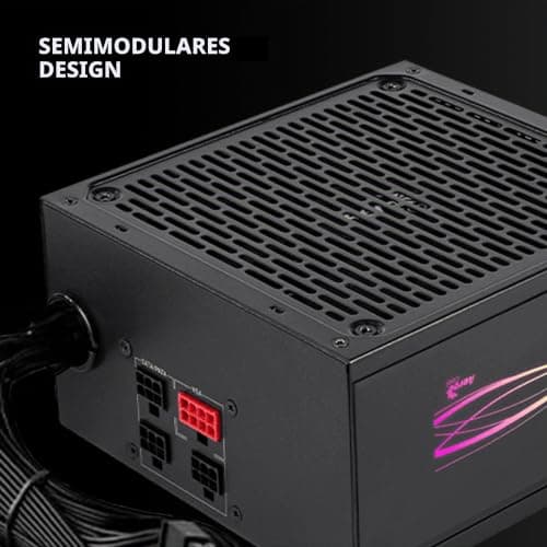 Aerocool LUXPRORGB550M, Semi-Modular RGB 550W Netzteil, 80Plus Bronze +88%, Japanische Kondensatoren, 14cm FDB-Lüfter mit APFC-Technologie, ARGB-kompatibel, 5 Jahre Garantie, Schwarz Bild 6