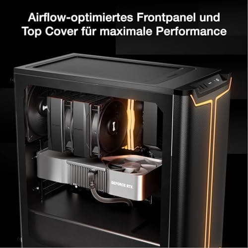 be quiet! Pure Base 501 DX Black PC-Gehäuse, 3 vorinstallierte Pure Wings 3 140mm PWM-Lüfter, hoher statischer Druck, dynamisches Front-Design mit eleganter ARGB-Beleuchtung innen und außen Bild 4