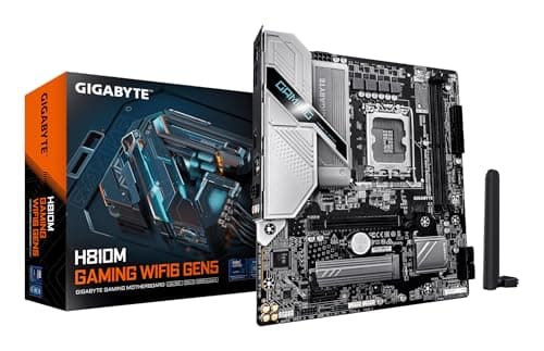 GIGABYTE H810M Gaming WIFI6 GEN5 Mainboard – Intel Core Ultra (Serie 2) CPUs, 4+1+2-Phasen-VRM, bis zu 6400 MHz DDR5, 1× PCIe-4.0-M.2, Wi-Fi 6, 2.5-GbE-LAN, USB 3.2 Gen 1