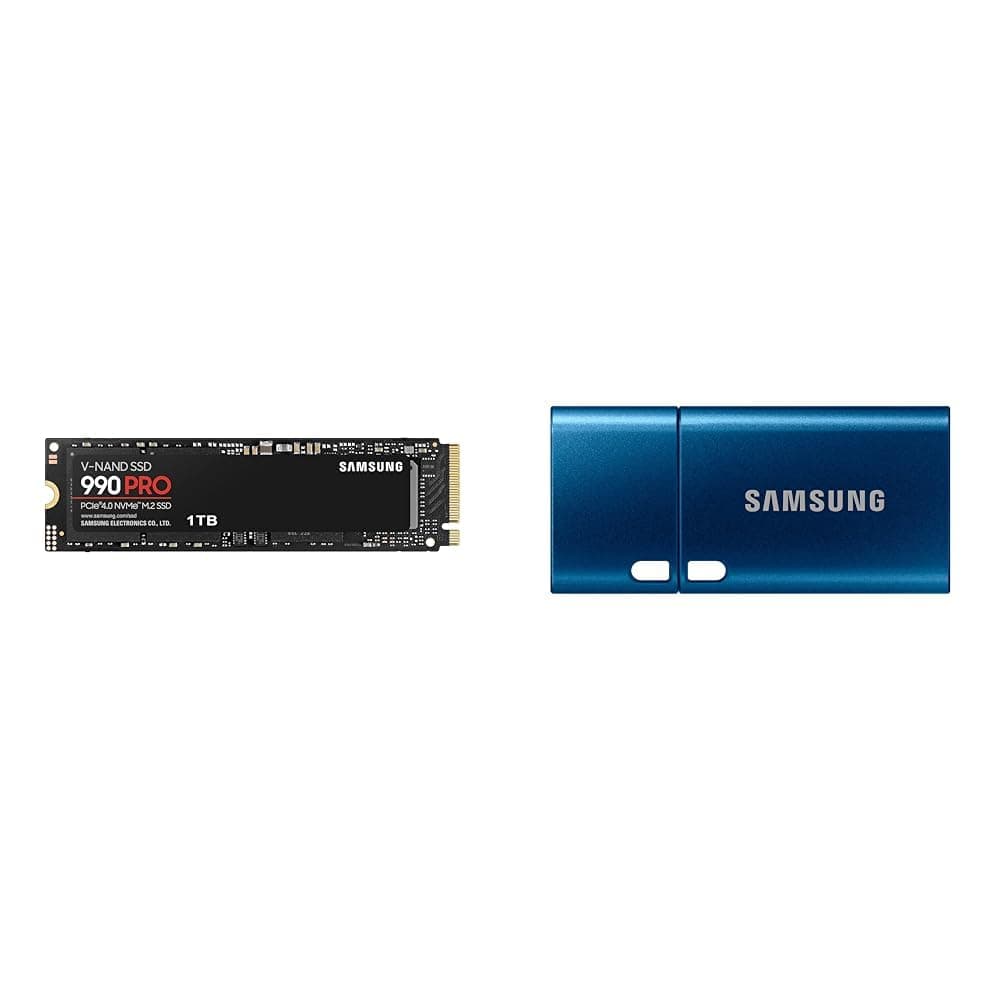Samsung 990 PRO NVMe M.2 SSD & USB-Stick, USB-C, 128 GB, 400 MB/s Lesen, 60 MB/s Schreiben, USB 3.1 Flash Drive für Notebooks, Tablets und Smartphones, Blue, MUF-128DA/APC