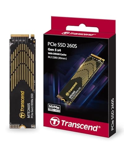 Transcend 4TB Gen5 SSD mit Kühlkörper, bis zu 14.500MB/s, Speichererweiterung für PS5-Konsolen, kompatibel mit Desktops/Laptops, M.2 2280 PCIe 5.0 NVMe Gen5x4 interne Solid State Festplatte, 3D TLC