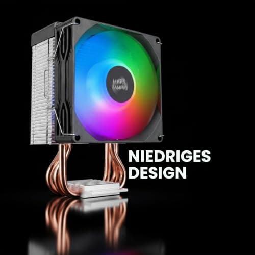 Mars Gaming MCPU-X3, CPU-Kühler 190W TDP, 3x Heatpipes, PWM FDB Lüfter, FRGB-Beleuchtung, Kompaktes SFF/Mini-ITX Design, Aluminiumlamellen, PC-Kühler mit Intel- und AMD-Kompatibilität, Schwarz MCPUX3 Bild 4