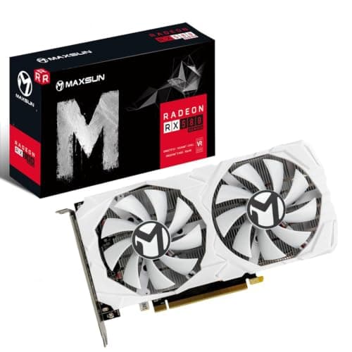 maxsun Grafikkarten AMD Radeon RX 580 8GB 2048SP GDDR5 Computer Video Grafikkarte GPU für PC Gaming 4K Dekodierung 256 Bit DirectX 12 DVI, HDMI, DisplayPort Multi-Monitore erweitern weiß Bild 3