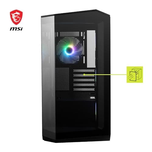 MSI MAG PANO M100R PZ mATX PC-Gehäuse - 3 x 120 mm Reverse-Blade ARGB-Lüfter und 1 x 120 mm ARGB-Lüfter mit Hub, GPU-Ständer, Staubfilter, 33 mm Kabelführungsraum, USB Typ-C (20Gbps) Bild 4