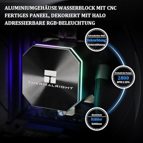 TR Frozen Edge 240 CPU Wasserkühler Schwarz mit PWM-Lüftern, Pumpengeschwindigkeit 3300RPM, S-FDB Lager, für AMD AM4/AM5, Intel LGA1150/1155/1200/1700/2011(FE240 Black) Bild 8