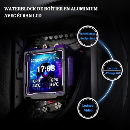 TR FW PRO 360 ARGB Schwarz CPU AIO Cooler IPS LCD Bildschirm 320x320 für AM5 und Intel 1700/1851 Wasserkühlung mit abnehmbarem 2.73" Display FW PRO 360 ARGB BLACK Bild 5