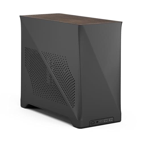 Fractal Design Era 2 Charcoal ITX PC-Gehäuse - Aluminium, Walnussholz, Bis 240mm Radiatoren, Zwei Aspect 12 PWM Lüfter für Hervorragenden Airflow Schwarz Bild 2