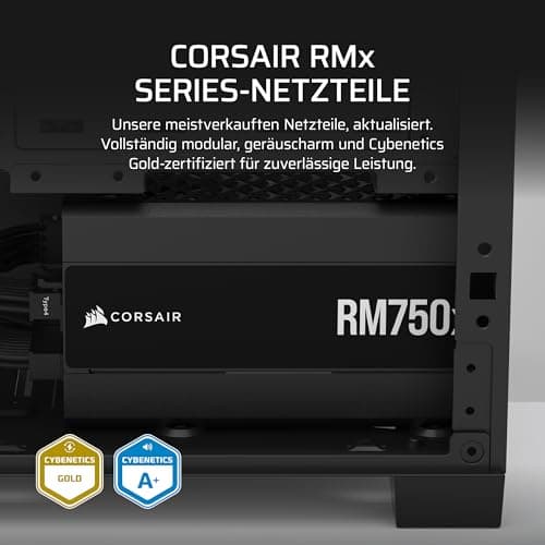 CORSAIR RM750x Geräuscharmes Vollständig Modulares ATX-Netzteil – Zero RPM-Lüftermodus, ATX 3.1-Konform, PCIe 5.1-Unterstützung, Cybenetics Gold, Native 12V-2x6-Anschluss – Schwarz RMx (2024) ATX 3.1, PCIe 5.1 750W Bild 3