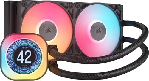 Corsair iCUE LINK Titan 240 RX LCD CPU-Flüssigkeitskühler – 240mm AIO – FlowDrive-Kühl-Engine – Intel LGA 1851/1700, AMD AM5/AM4 – 2X RX120 RGB-Lüfter – iCUE LINK-System-Hub Inbegriffen – Schwarz