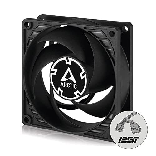 ARCTIC P8 PWM PST - PC Lüfter, 80 mm Gehäuselüfter optimiert für statischen Druck, 200-3000 rpm via PWM PST geregelt, leiser und effizienter Motor - Schwarz