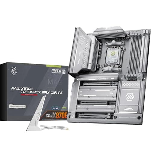 MSI MAG X870E Tomahawk MAX WiFi PZ Mainboard, ATX - Unterstützt AMD Ryzen 9000/8000 / 7000 Prozessoren, AM5 - DDR5 Memory Boost 8400+ MT/s (OC), PCIe 5.0 x16, M.2 Gen5, Wi-Fi 7, 5G LAN