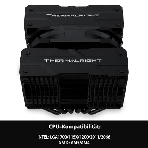TR Peerless Assassin 120 Mini CPU-Luftkühler, 6 Heatpipes, PWM Lüfter 120 mm TL-D12B, 135 mm hoch, Dual-Turm-Kühler, für AMD AM4 AM5/Intel LGA 1851/1700/1150/1151/1200/2011 BLACK Bild 6