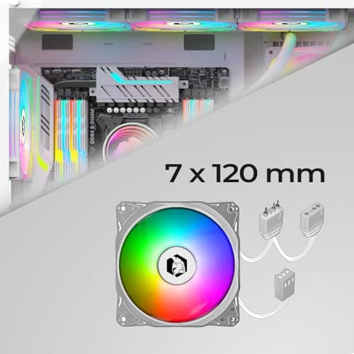 Empire Gaming - Gamer PC-Gehäuse CL-242 – ARGB Medium Tower ATX, Micro-ATX und ITX – 7 Lüfter 120 mm 3 Pins 5 V LED RGB Adressierbar – MB Sync – Mid Tower weiß Bild 4