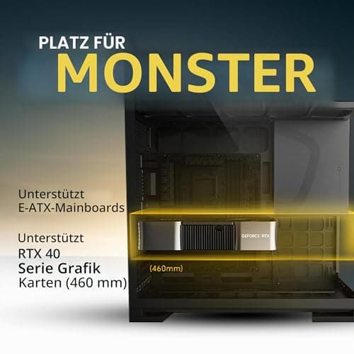 Geometric Future M5 Tempered Glass Mid Tower, E-ATX/ATX Gaming Case, 1.2mm Steel, Type C, Toolless Panels, Support 420/360 Radiator, ARGB PWM 140m Fan x 5 Pre-Installed, Black/Grey, GEO-M5F-BG Black/Gray Glasver mit 140 x 5 Lüftern Bild 7