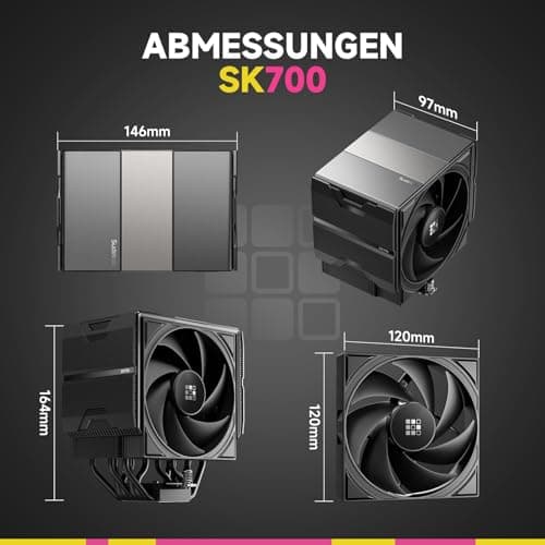 Sudokoo SK700 CPU Kühler AM5: PC Lüfter 120mm &7 Heatpipes für AM5 Exklusiv - CPU Cooler mit 120mm Lüfter & Single Tower - CPU Luftkühler van Volle RAM-Freiheit, 5 Jahre Garantie SK700 Schwarz Bild 8
