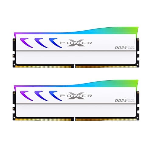 Silicon Power DDR5 64GB (2x32GB) Storm RGB 6000MT/s (PC5-48000) 288-pin CL38 1.35V UDIMM Desktop Arbeitsspeicher RAM SP064GXLWU60BFDL Weiß
