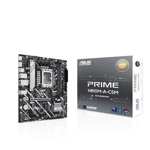 ASUS Prime H810M-A-CSM Mainboard Sockel Intel LGA 1851 (Intel H810, mATX, DDR5 Speicher, PCIe 4.0 x16 Steckplatz, 2X PCIe 4.0 M.2, HDMI, DisplayPort, AuraSync)