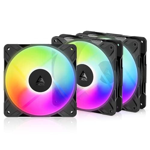 ARCTIC P12 Pro Reverse A-RGB – 3 Pack – 120 mm Premium-Lüfter mit Reverse Airflow, PWM-Lüfter mit Y-Kabelsplitter, 500-3000 rpm, 0 rpm <5% PWM, 5V Digital RGB, Hydrodyn. Gleitlager, 4-Pin - Schwarz