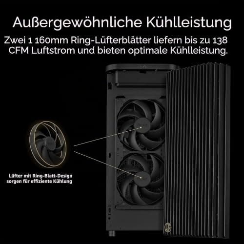 ASUS ProArt PA401 TG Panel Black ATX-PC-Gehäuse (Seitenwand aus gehärtetem Glas, 240-mm-Radiatorhalterung, 160x32-mm-Lüfter, abnehmbare Netzteilhalterung, rückseitige Kabelklemmen, Schwarz) Bild 6