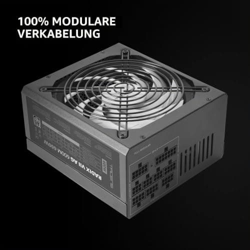 Tacens Radix VII AG 600, Vollmodulares 600W ATX-Netzteil, 10 Jahre Garantie, 80Plus Silver, +87% Wirkungsgrad, 140mm FDB-Lüfter mit AI-RPM Technologie, Japanische-Kondensatoren 105º, Schwarz Bild 4