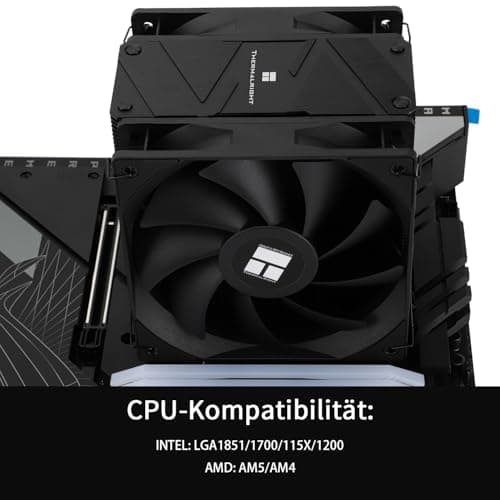 TR Burst Assassin 120 EVO DARK CPU Luftkühler Oberseite schwarz gebürstet, 6 Heatpipes mit leisem PWM Lüfter, CPU-Kühler, für AM4 AM5 / Intel 1851/1700/1150/1151/1200, Bild 6
