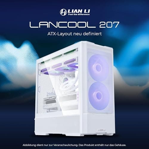Lian Li LANCOOL 207 Gaming PC Gehäuse ATX Weiß - Midi Tower PC Gehäuse mit RGB-Beleuchtung, Grafikkarten bis 375 mm, bis zu 360 mm Radiator, White Case Stahl, Gehärtetes Glas Bild 4