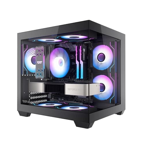 darkFlash ITX-PC-Gehäuse, Vorinstalliert mit 3 PWM-ARGB-Lüftern, Computergehäuse, ITX-Gehäuse mit Vollansicht und Doppeltem Hartglas, Mini-Größe, Unterstützt 240 mm AIO (C275P) (Schwarz) Bild 2