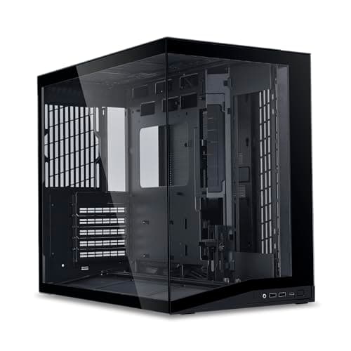 LIAN LI O11D MINI V2 | Kompaktes ATX Mid-Tower Airflow Computergehäuse | Panoramablick | Voll belüfteter Luftstrom | Einstellbarer I/O | Säulenlos | Kabelmanagement | Schwarz (O11DMIV2X) Schwarz Ohne Lüfter Bild 6
