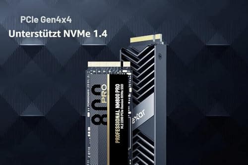 Lexar SSD NM800 Pro 8 TB Professionell PCIe Gen4 NVMe M.2 2280 mit Kühlkörper, bis zu 7.000 MB/s Lesen und 6.600 MB/s Schreiben, interne SSD für PS5, Spiele und Kreativität, Schwarz Bild 5